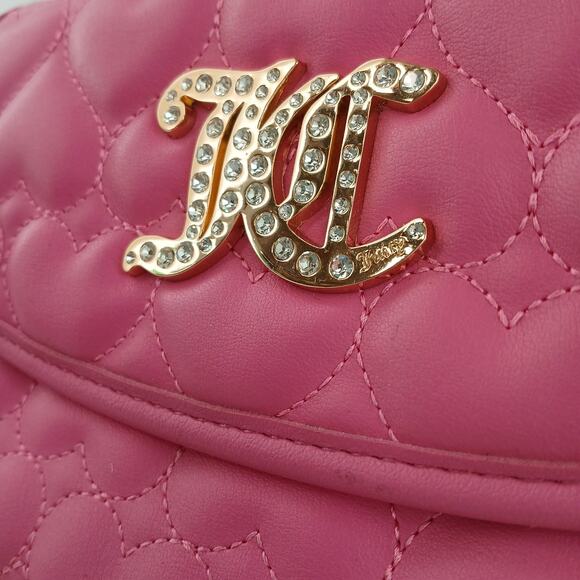 Juicy Couture Straight From The Heart Pink Quilted Shoulder Bag Purse KC Logo - Picture 2 of 11